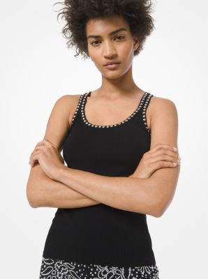 Studded Ribbed Stretch Viscose Tank Top