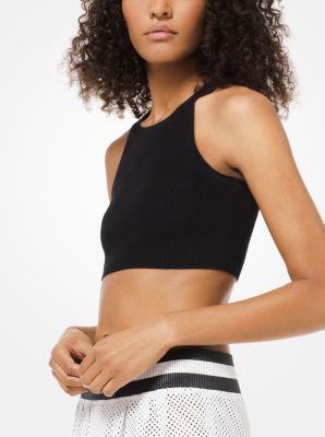 Ribbed Stretch-Viscose Cropped Tank