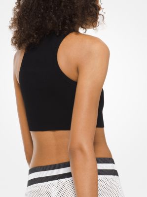 Ribbed Stretch-Viscose Cropped Tank