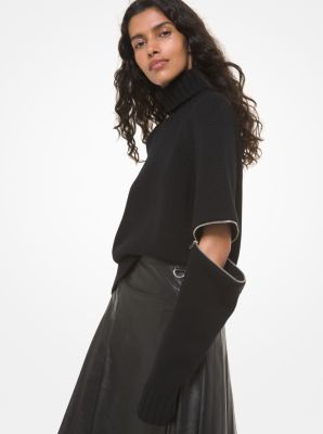 Dolcevita in cashmere con maniche con zip in NERO | Michael Kors