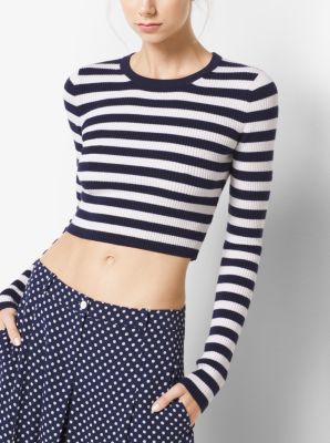 Striped Merino Wool Cropped Pullover image number 0