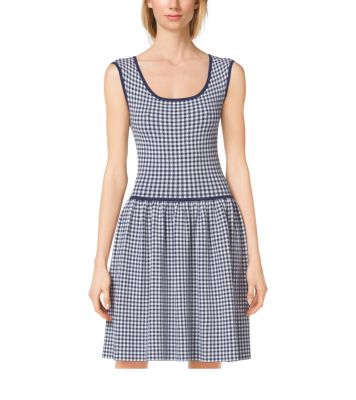 Gingham Stretch-Crepe Dress