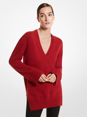 Cashmere V-Neck Sweater in SCARLET | Michael Kors