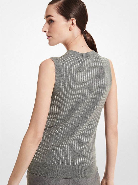 Crystal Pinstripe Cashmere Tank Top image number 1