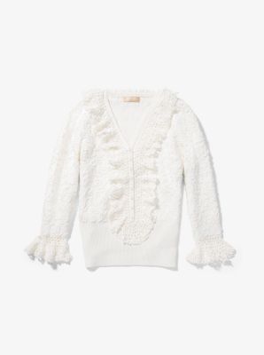 Soutache Stretch-Viscose Top With Hand-Knit Crochet Trim