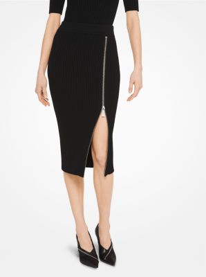 Black wool 2024 zip skirt