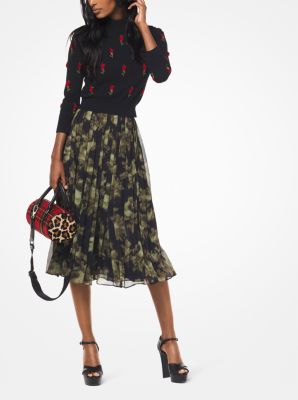 Rose Embroidered Cashmere Turtleneck