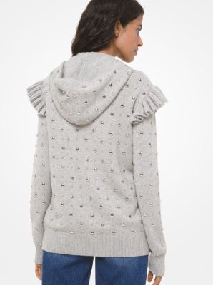 Studded Cashmere Zip-Up Hoodie