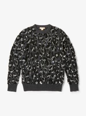 Leopard Embroidered Cashmere Pullover