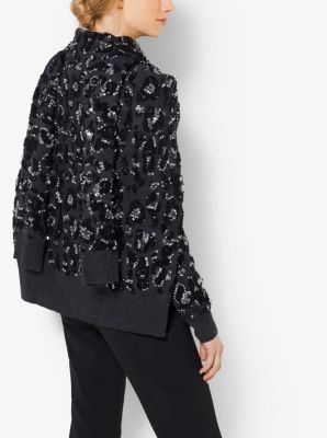 Leopard Embroidered Cashmere Scarf