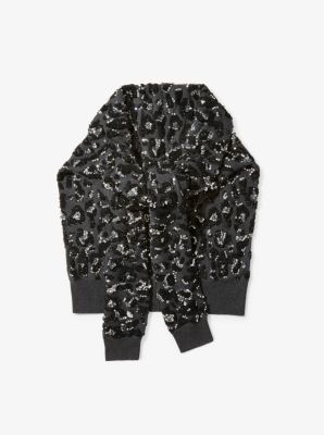 Leopard Embroidered Cashmere Scarf