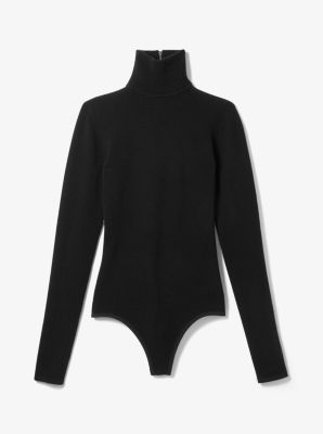 Stretch Cashmere Turtleneck Bodysuit in BLACK | Michael Kors
