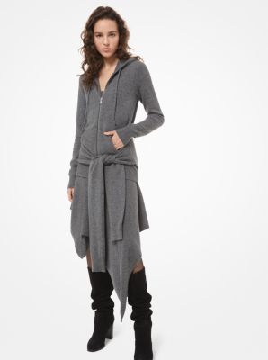 Cashmere Tie-Waist Zip Hoodie