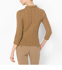 Hand-Knit Cable Cashmere Crewneck Sweater by Michael Kors