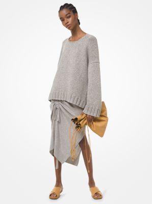Cashmere Ruched Sarong Skirt in GRIS PERLA | Michael Kors