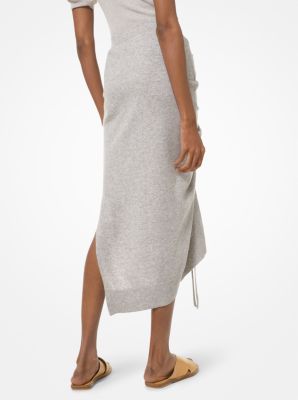 Cashmere Ruched Sarong Skirt in GRIS PERLA | Michael Kors