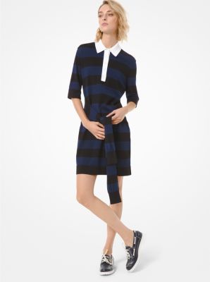 Rugby Stripe Cotton Tie-Waist Polo Dress | Michael Kors