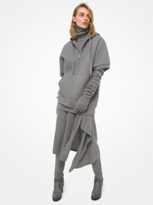 Quilted Cashmere Short-Sleeve Hoodie