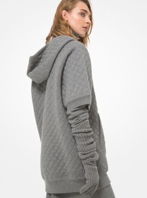 Quilted Cashmere Short-Sleeve Hoodie