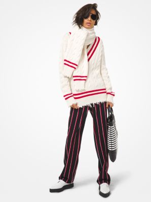 Hand-Knit Cashmere Frayed Tennis Sweater