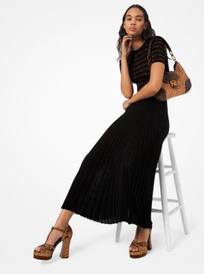 Metallic Knit Pleated Skirt Michael Kors Canada