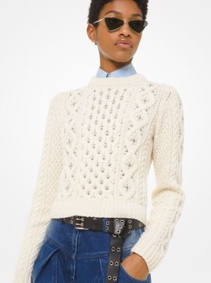 Studded Hand-knit Cable Cashmere 