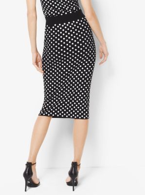 Sequined Polka Dot Pencil Skirt