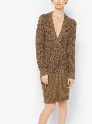 Mohair and Wool Ribbed Sweater Dress
