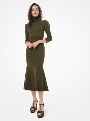 Cashmere Puff-Sleeve Turtleneck Dress | Michael Kors