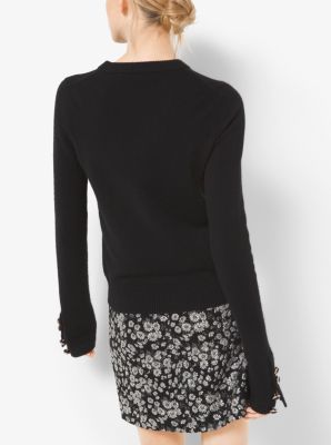 Button-Cuff Cashmere Sweater