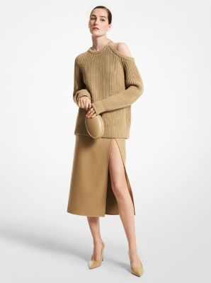 Cashmere Asymmetric Cutout Sweater in Cebada | Michael Kors