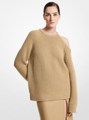 Cashmere Asymmetric Cutout Sweater in Barley | Michael Kors