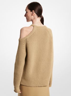 Cashmere Asymmetric Cutout Sweater in Barley | Michael Kors