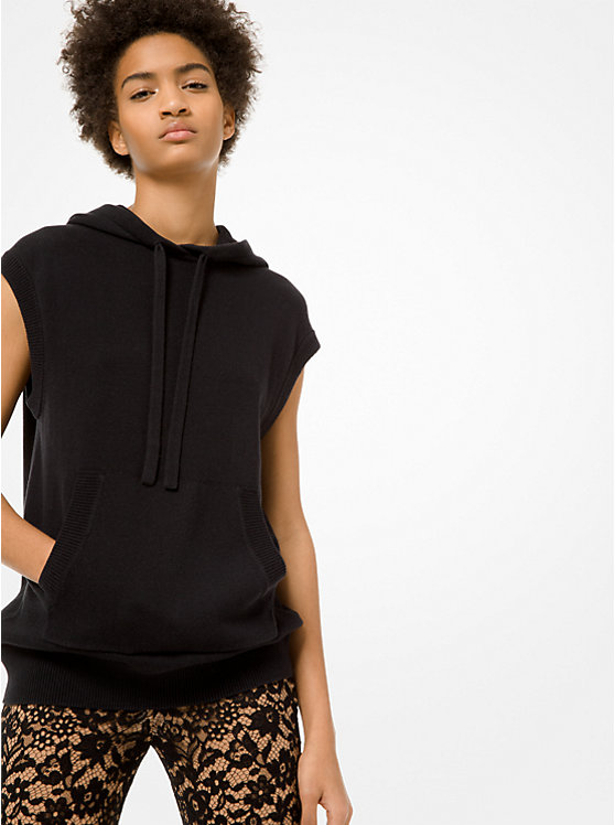 Cotton and Cashmere Sleeveless Hoodie image number 0