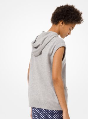 Chandail &agrave; capuchon en coton et en cachemire sans manches