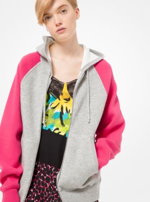 Color-Block Cotton and Cashmere-Blend Zip Hoodie