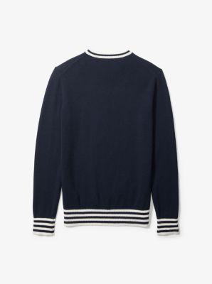 Love Only Cashmere Intarsia Sweater in MDNGHT/OP WH | Michael Kors