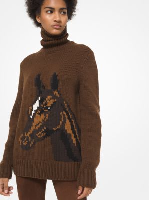 Pony Intarsia Cashmere Turtleneck Sweater