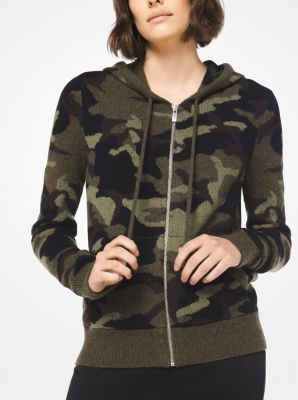 Camouflage Cashmere Zip-Up Hoodie | Michael Kors