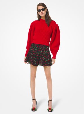 Cashmere Lantern-Sleeve Sweater