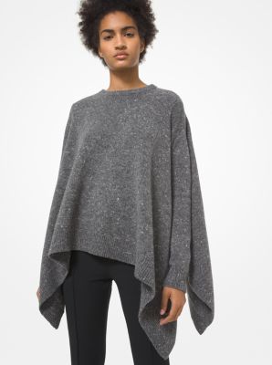 Tweed Wool Blend Draped Sweater