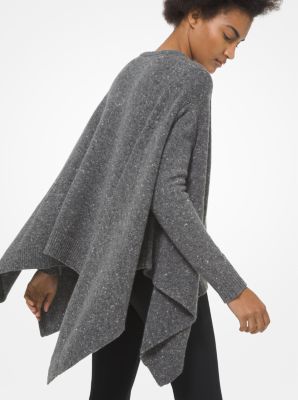Tweed Wool Blend Draped Sweater