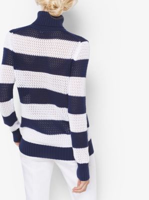 Navy, Cotton Mesh Sweater