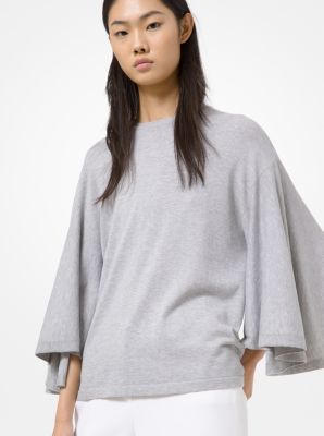 Cotton Flutter-Sleeve Tunic in PEARL GREY | Michael Kors