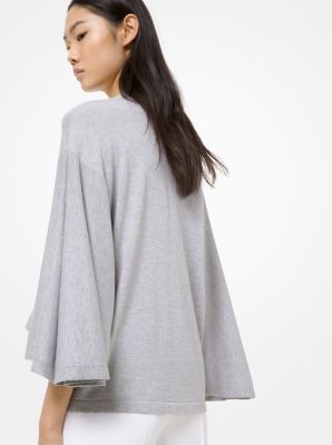 Cotton Flutter-Sleeve Tunic in PEARL GREY | Michael Kors