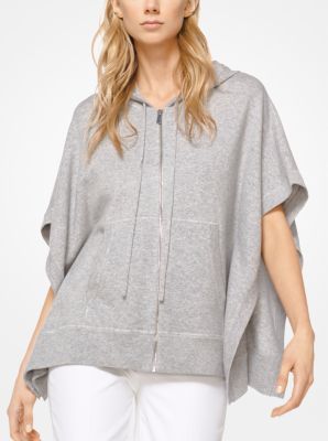 Cashmere Hooded Poncho in GRIS PERLA | Michael Kors