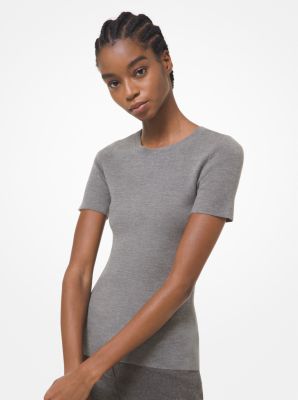 Chandail &agrave; manches courtes en cachemire in GRIS BANQUIER | Michael Kors
