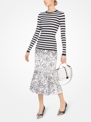 Striped Stretch-Viscose Pullover