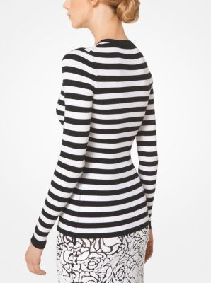 Striped Stretch-Viscose Pullover