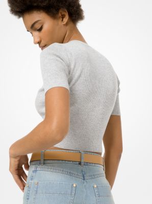 Ribbed Stretch-Viscose Cropped Sweater